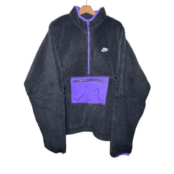Nike Club Winter Half- Zip Fleece Jacket Black/ Purple Men’s Size XL - Picture 1 of 4